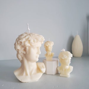 Sculpture david head candle - Bust candle, ribbed candle, modern soy candle, handmade unique gift, scented shaped candle, wedding gift