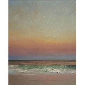 Original Sunset Seascape Fine Art Print, Ocean Gift for Women, Oil Painting Giclée 8X10 Inches