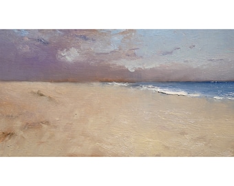 Original Contemporary Impressionist Seascape Oil Painting, Soft Dreamy Landscape Wall Art