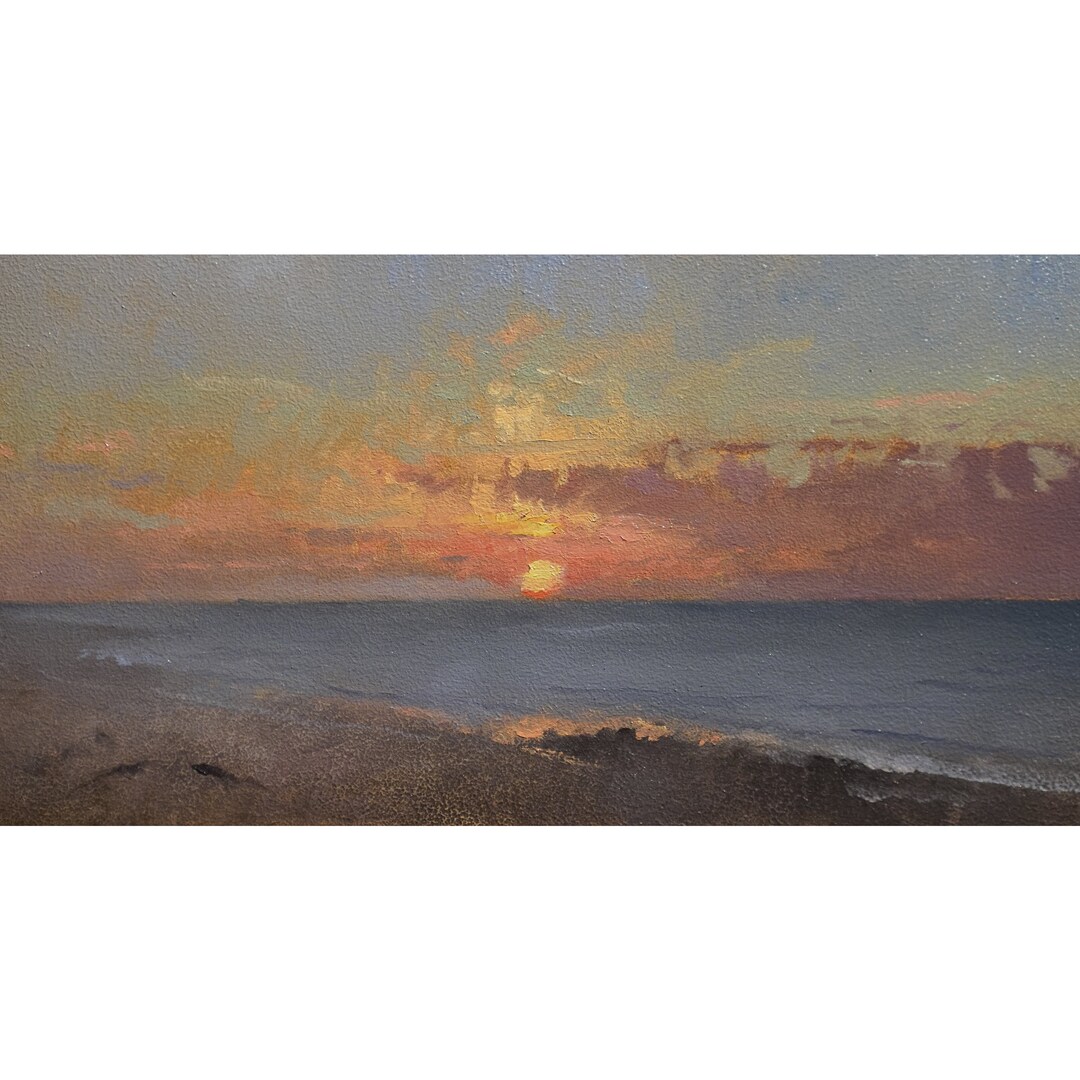Vibrant Sunset Over Ocean Oil Painting Original Coastal Art Decor - Etsy