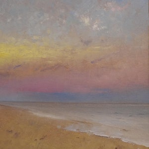 Ocean Sunset Oil Painting Original, Soft Landscape Art, Beach Home Decor 8X10 Inches, 2024