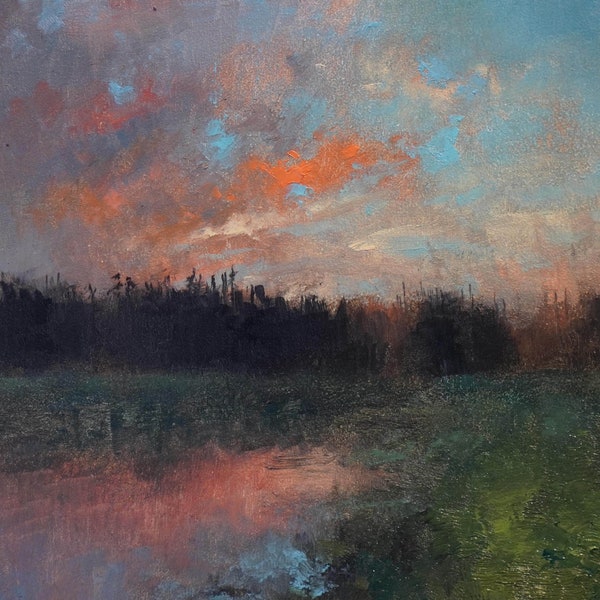 Landscape Oil Painting, Original Impressionist Art, Forest Decor 7x8 inches