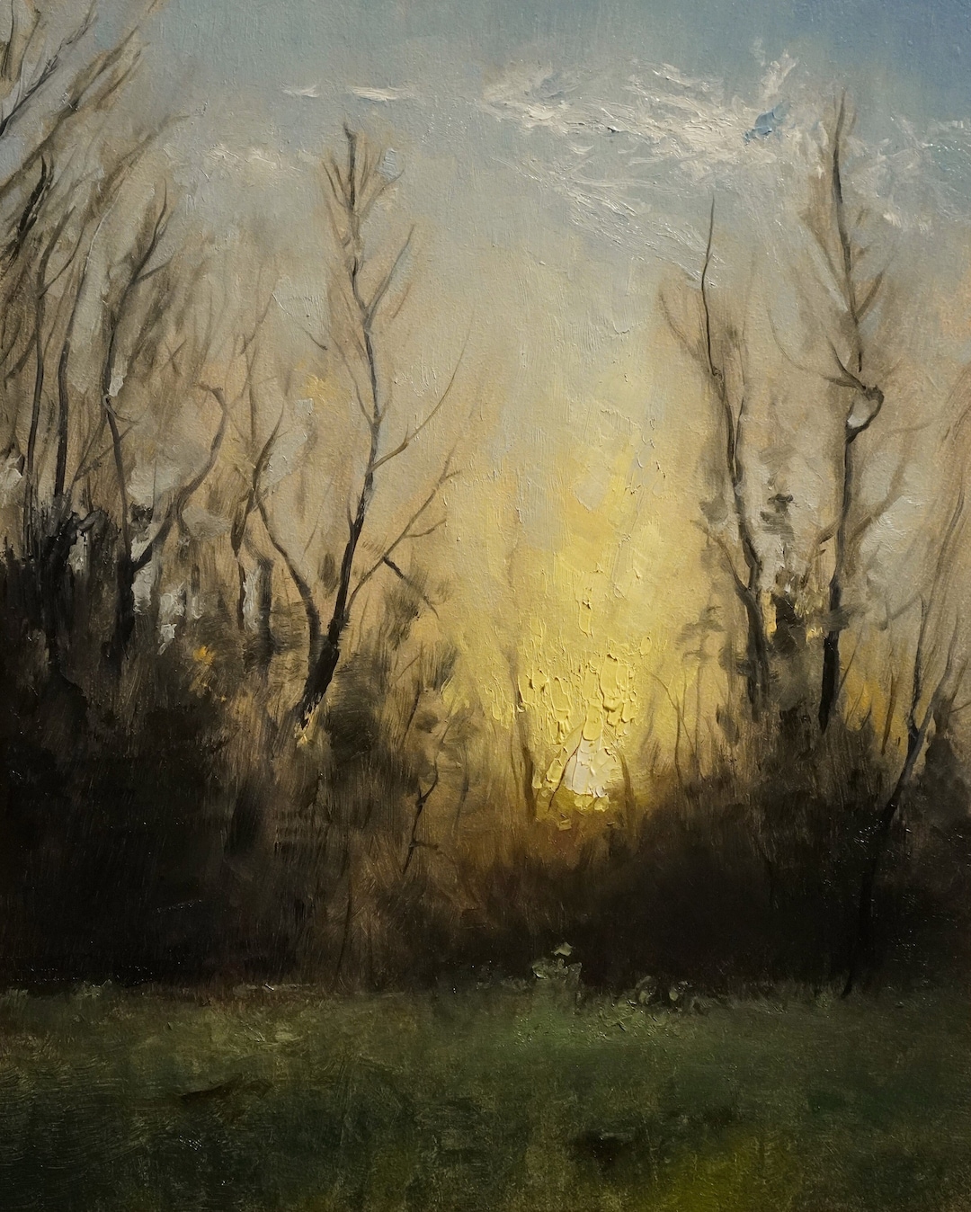 Original Forest Oil Painting of Solstice Sunset Landscape Wall Art on ...