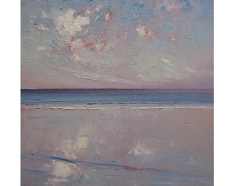 Serene Seascape Oil Painting: Original Ocean Wall Art, Coastal Home Decor