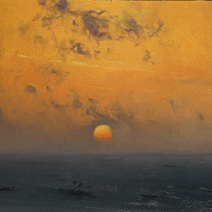 Last Light: Original Ocean Oil Painting, Landscape Art 8x10&quot; 2024