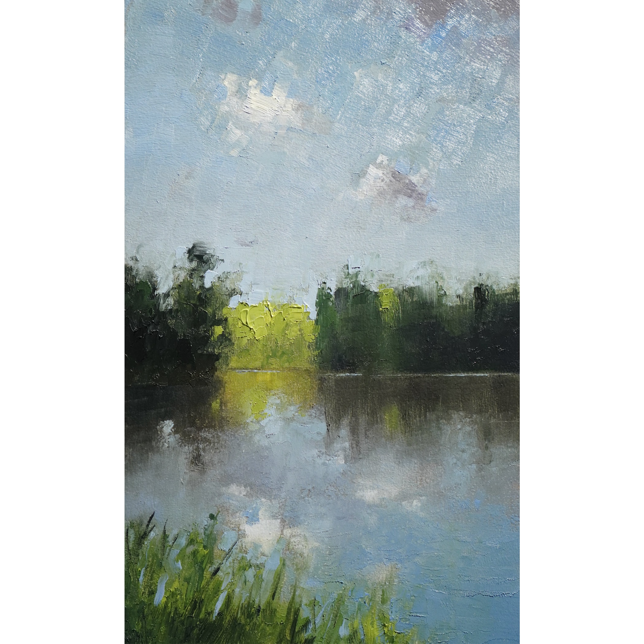 Original Landscape Oil Painting, Lake Wall Art Living Room, Nature ...