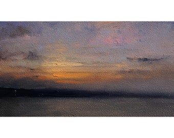 Original Sunset Oil Painting - Handmade Gift - Landscape Wall Art for Living Room