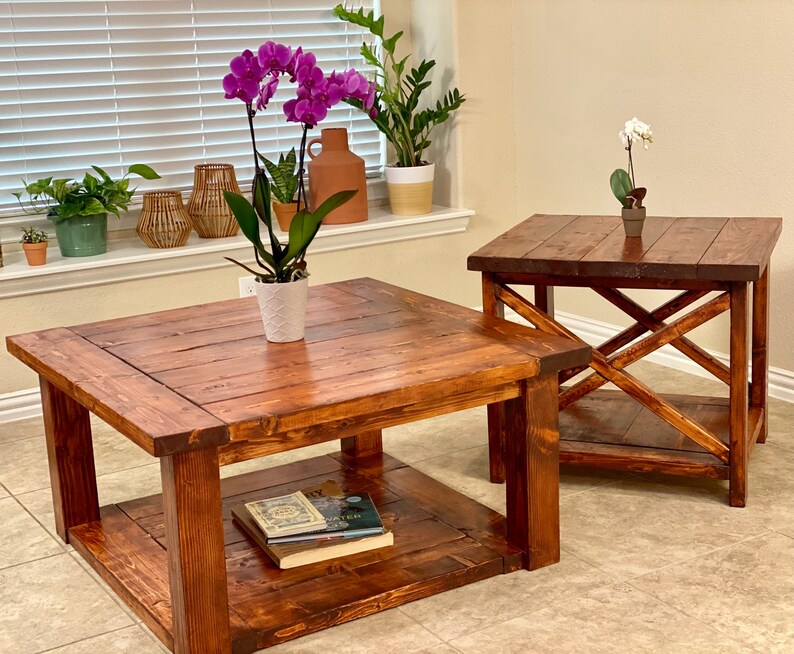 Farmhouse Rustic X End Table Etsy