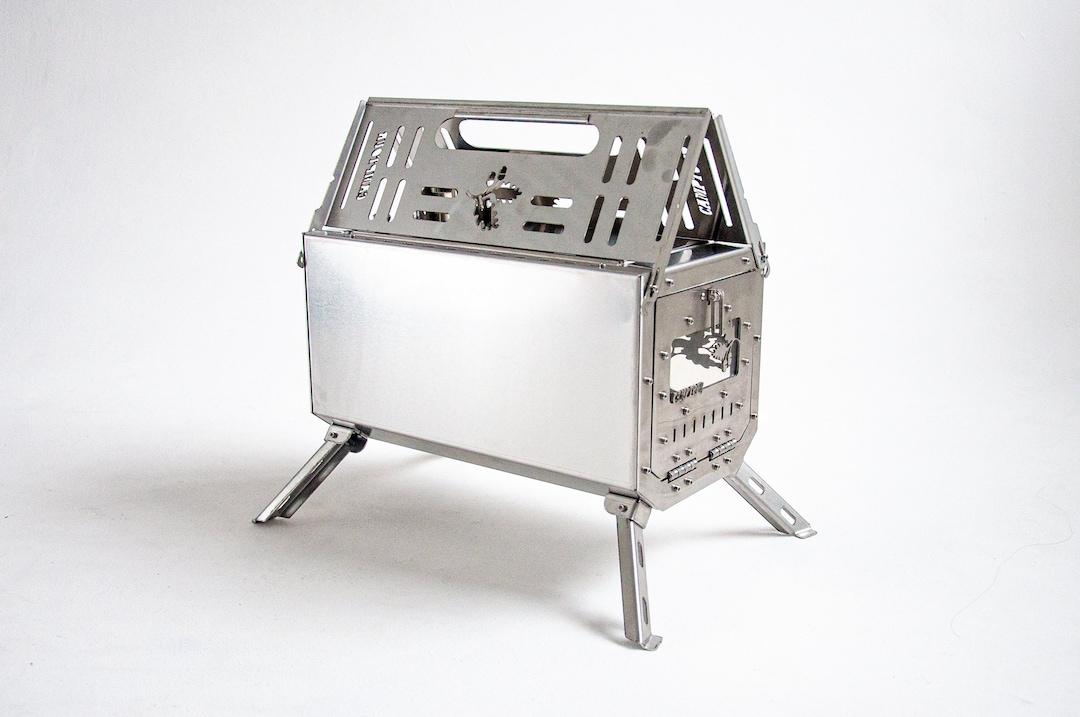 Small Camp Stove Stainless Steel With Side Glass Windows Etsy