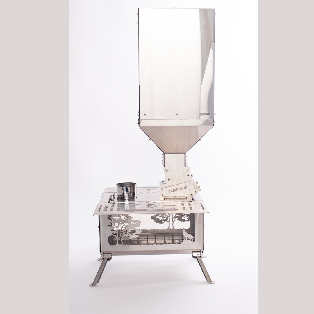 Folding Pellet Torch for Stoves, Potbelly Stoves, Fireplaces With a