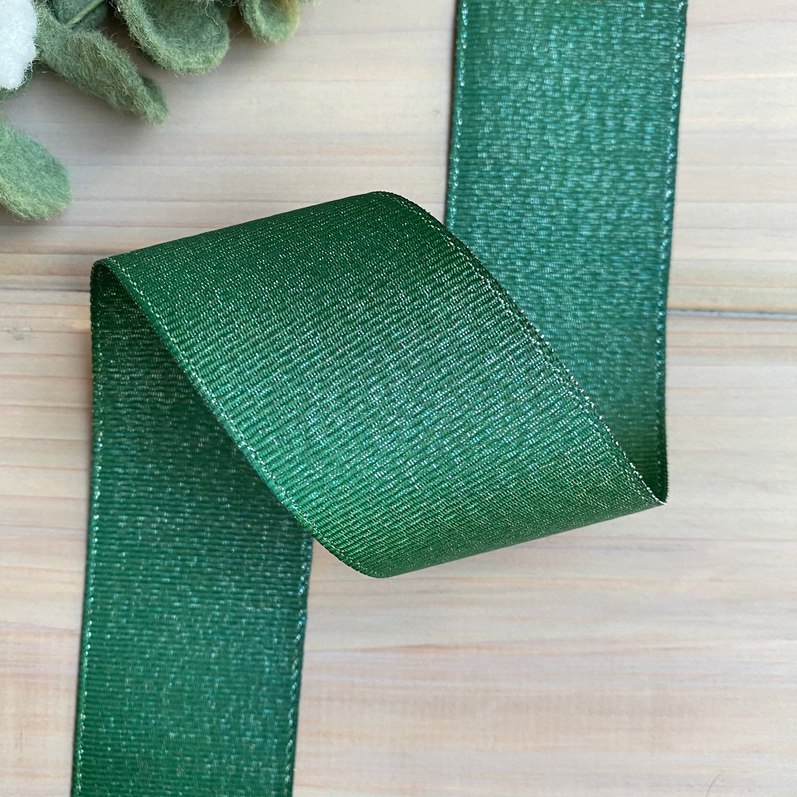 Forest Green Metallic Grosgrain Ribbon, 1.5, 3/8 Ribbon, Hair Bow