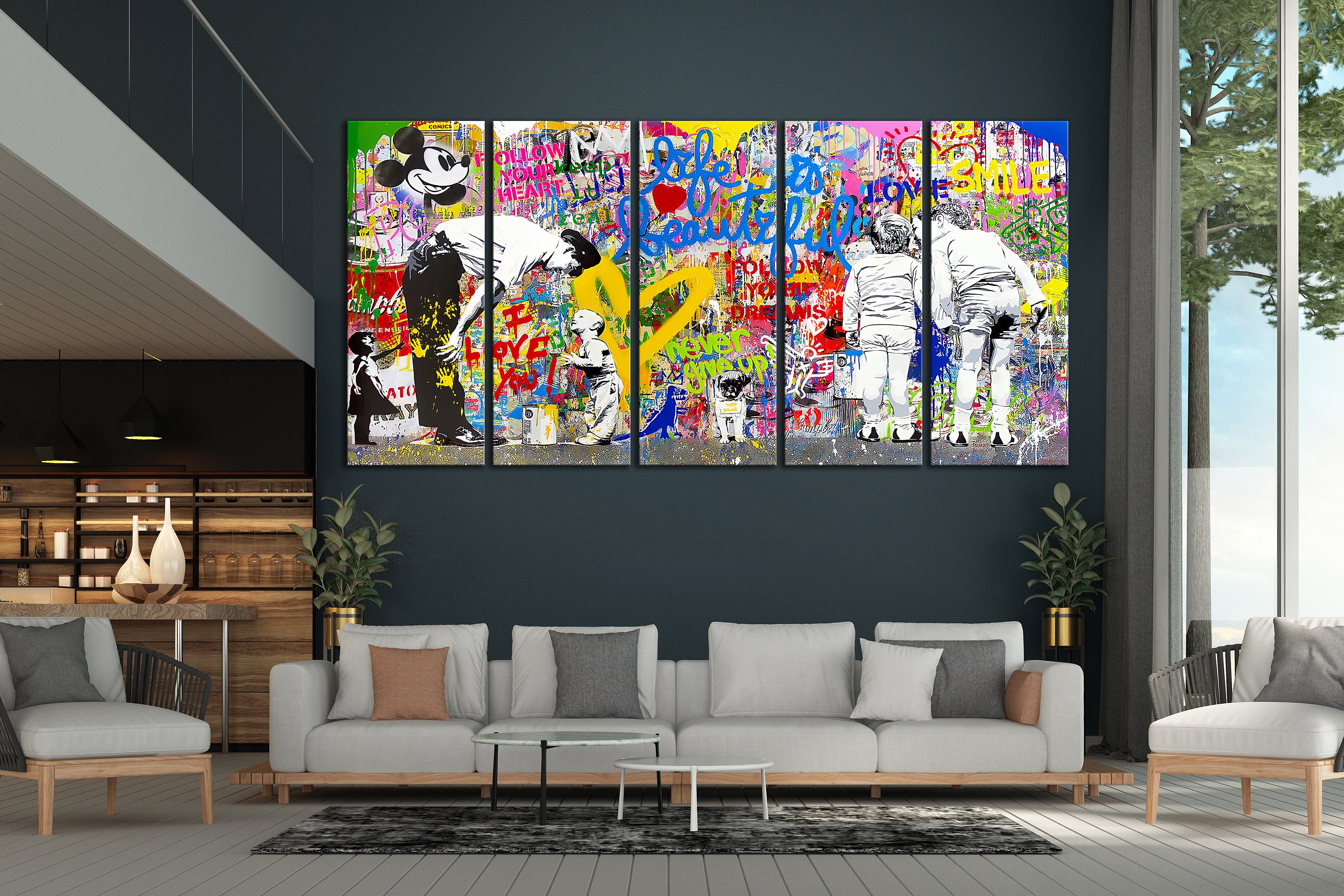 POP WALL ART Print Baksy Graffiti Print Large Wall Art Pop Art Canvas