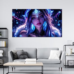 ETHEREAL WARRIOR Of The CRYSTAL Cavern Anime Art Canvas Print Art Anime Girl Print Multipanel Canvas Trendy Wall Canvas Wall Decor