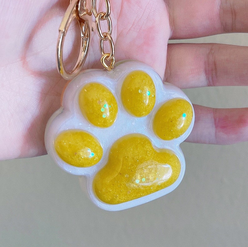 Cute Resin Cat Paw Keychain Etsy