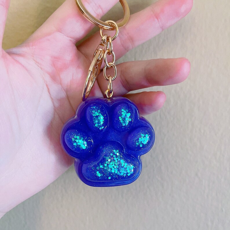 Cute Resin Cat Paw Keychain Etsy