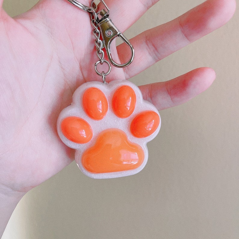 Cute Resin Cat Paw Keychain Etsy