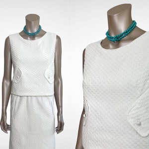 Vintage 1960s Textured White Summer Dress