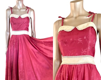 Vintage 1950s Full Circle Skirt Prairie Dress