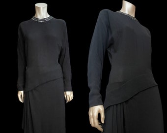 Vintage 1940s Femme Fatale Rayon Dress Size M