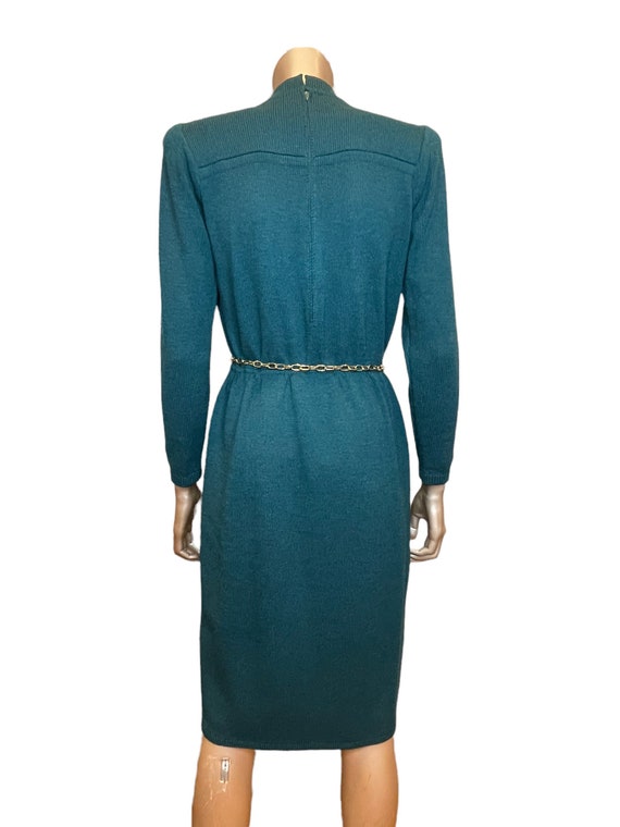 Vintage 1980s Teal Knit Dress by St. John - image 6