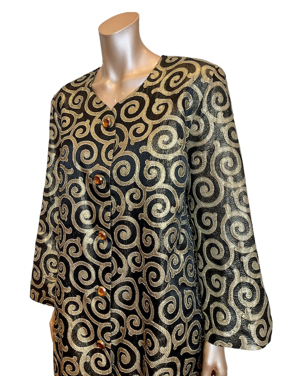 Vintage 1980s does 1960s Gold Brocade Holiday Dre… - image 3