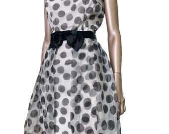 Vintage 1960s Polka Dot Dress with Matching Hip Cape