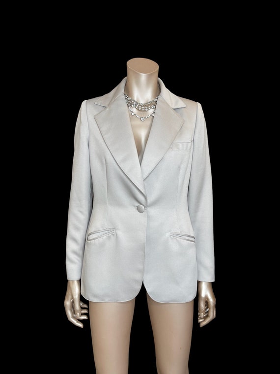 Vintage 1960s Silky Dove Grey Blazer By Bill Tice… - image 3