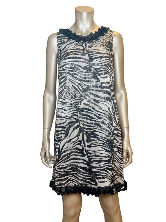 Vintage 1960s Metallic Zebra Print Dress with Pai… - image 3