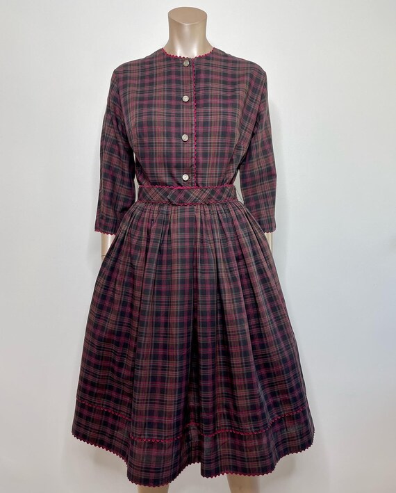 Vintage 1950s/60s Western Style Christmas Dress f… - image 4