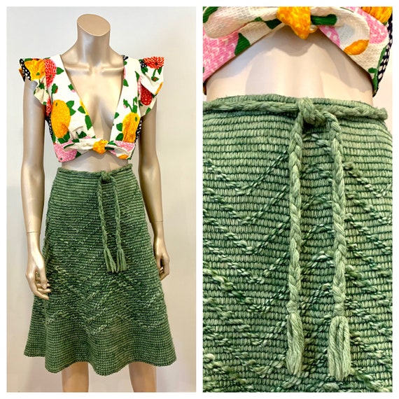 Vintage 1970s Knit Skirt w/ Belt