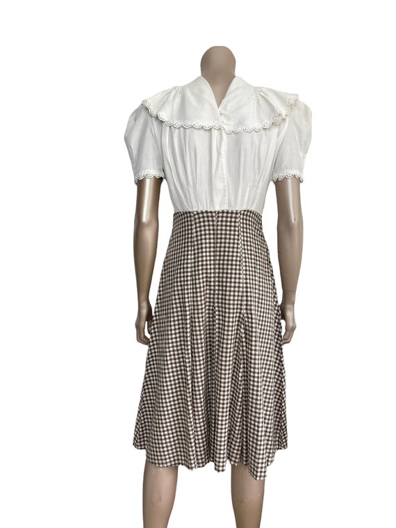 Vintage 1940s Ruffle Collar Gingam Dress - image 5