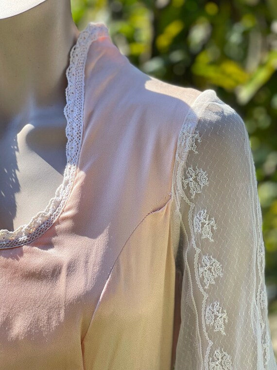 Vintage 1970s Gunne Sax Dress with Lace Sleeves - Gem