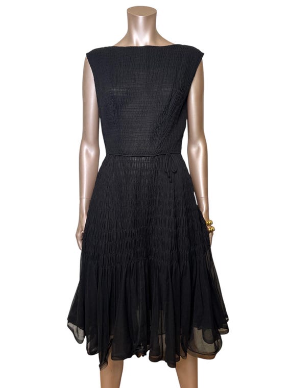 Vintage 1950s Semi Sheer Black Patio Dress