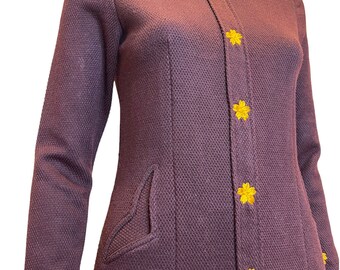 Vintage 1970s Wool Blend Dress with Amazing Pockets Size S