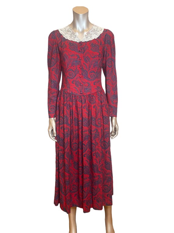 Vintage 1980/1990s Laura Ashley Dress with Lace Collar - Gem