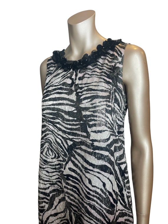 Vintage 1960s Metallic Zebra Print Dress with Pai… - image 2