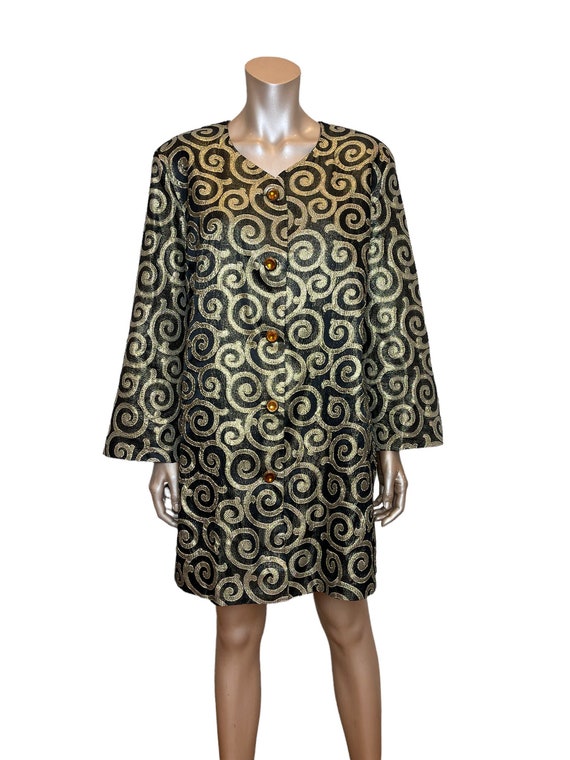 Vintage 1980s does 1960s Gold Brocade Holiday Dre… - image 2