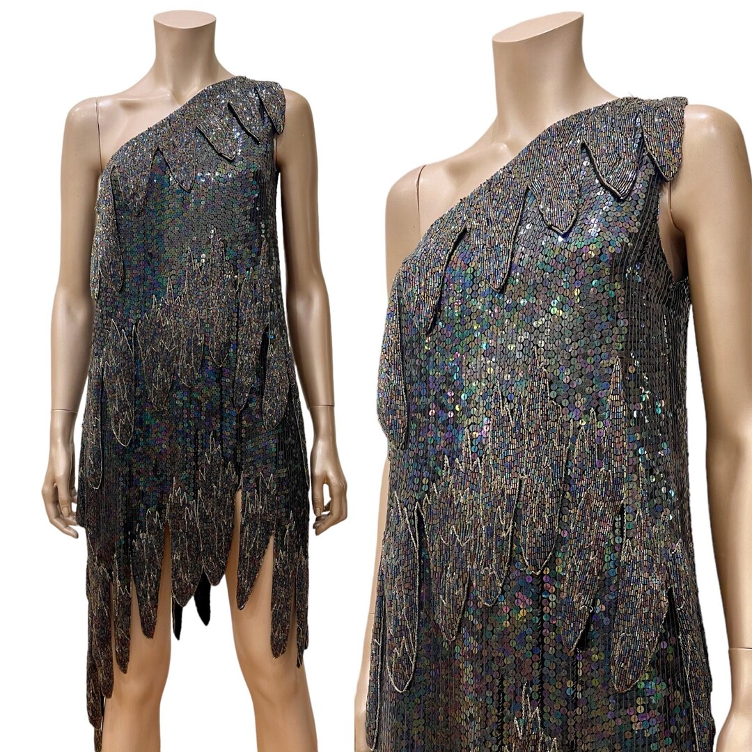 1970s Beaded Disco Dress S M main image 0