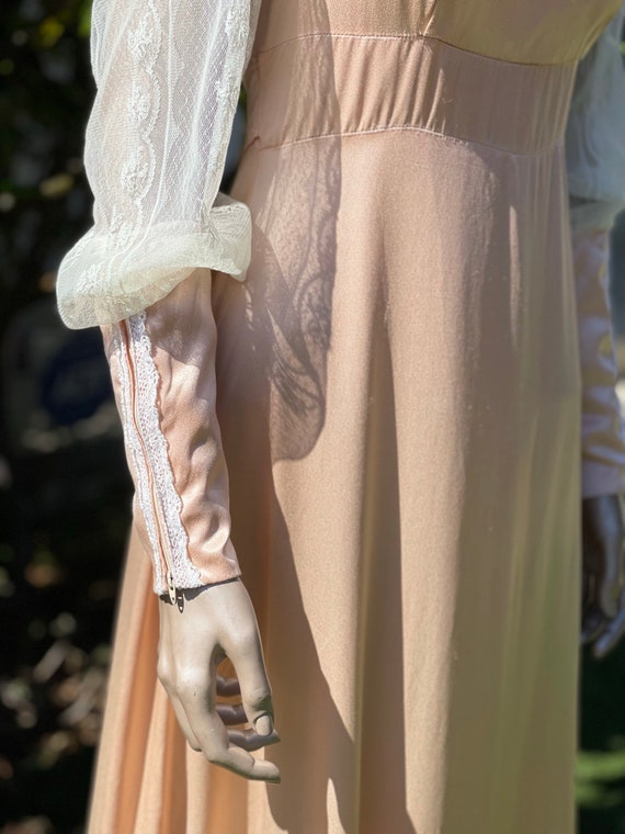 Vintage 1970s Gunne Sax Dress with Lace Sleeves - Gem