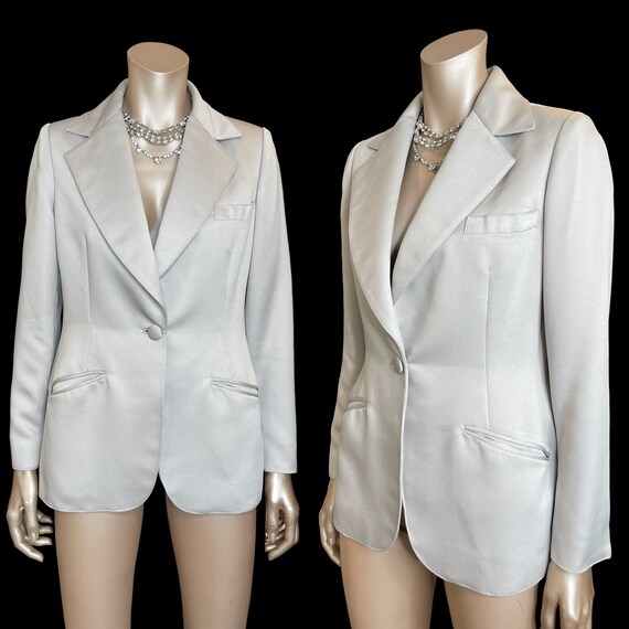 Vintage 1960s Silky Dove Grey Blazer By Bill Tice… - image 1