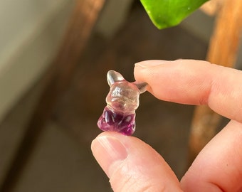 Rainbow Fluorite Character Carving | Mini Crystal Figure | Pocket Crystal Gift | Crystal Collectible | Intuition & Focus Stone