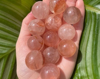 Mini Fire Quartz Sphere | Polished Hematoid Quartz Crystal Ball | Grounding & Motivation | Root Chakra Energy | Pocket Crystal Gift