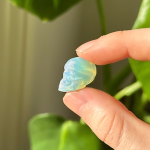 Opalite Skull Carving | Mini Crystal Skull Figurine | Iridescent Healing Stone | Third Eye Chakra | Pocket Crystal Gift | Crystal Decor