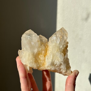Golden Healer Cluster with Free Stand | Raw Quartz for Healing & Vitality | Spiritual Altar Decor | High Vibration Crystal Display