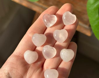 Mini Rose Quartz Heart | Polished Crystal Heart Carving | Love & Healing Energy | Heart Chakra Stone | Pocket Crystal Gift
