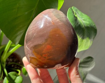 Jaspe policromado de forma libre / Piedra de cristal pulida para la conexión a tierra y el equilibrio / Decoración de jaspe natural / Regalo de cristal curativo