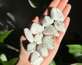 Howliet Trommelstenen Wit kristal met grijze aderen Kalmerende zakstenen Helende kristallen voor stressverlichting, meditatie en energiewerk