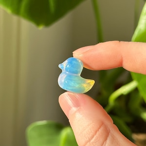 Opalite Duck Carving | Mini Crystal Duck Figurine | Calming Energy & Intuition | Animal Totem | Cute Pocket Crystal Gift