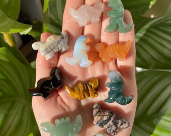 Mystery Crystal Dinosaur Carving | Intuitively Chosen | T-Rex, Triceratops, Brachiosaurus | Healing Stone Dino | Gift for Kids & Adults