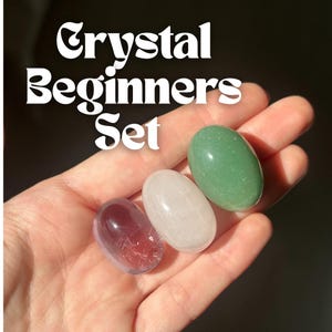 Crystal Starter Kit for Beginners | Healing Crystals Set with Rose Quartz, Amethyst & Green Aventurine | Gift for Spiritual Growth